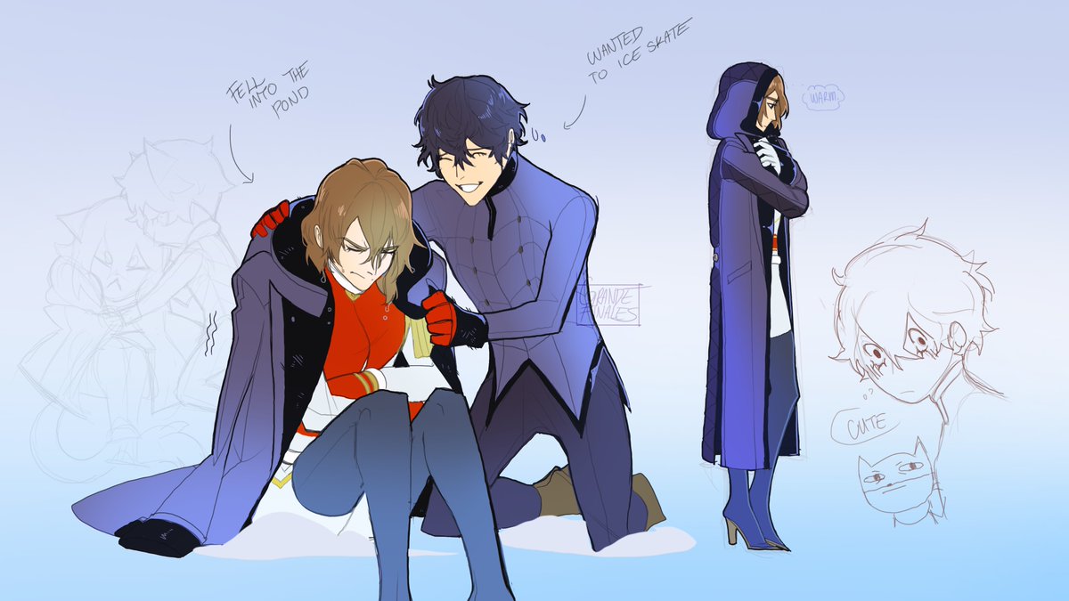 grandefinales's tweet photo. It dumped like a foot of snow outside so, more winter outfits au finished up! there's no rhyme or reason to any of this is just think theyre neat https://t.co/6ptYZ2JsUd