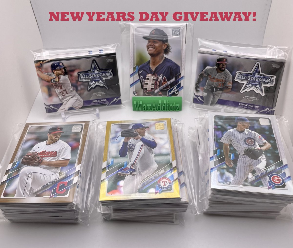 VandelayBreaks's tweet photo. **NEW YEARS BASEBALL GIVEAWAY**

15 Team bags of '21 Topps Update RCs (incl. Kelenic, India, Carlson, etc), #'d and non-#'d inserts. 

Chance at Pache RC SP and Altuve relic /199! NO BASE VETS. 

To Enter: Follow + RT. 

8 Twitter + 7 IG (link in bio) winners drawn 1/1 @ 6pm PT https://t.co/AzUX6t24HH