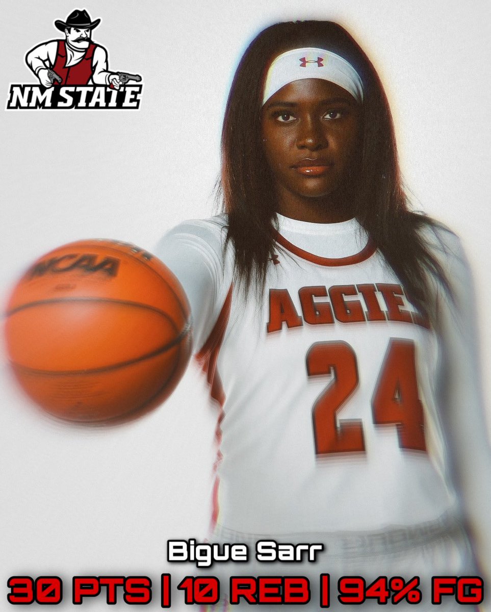UNSTOPPABLE. Bigue Sarr was a force inside today. She finished with 30 points on (15-16) shooting to go with her 10 rebounds in just 19 minutes of play. 

New Mexico State defeated SAGU American Indian College 110-40. 

<a href="/NMStateWBB/">NM State WBB</a> | #NCAAW