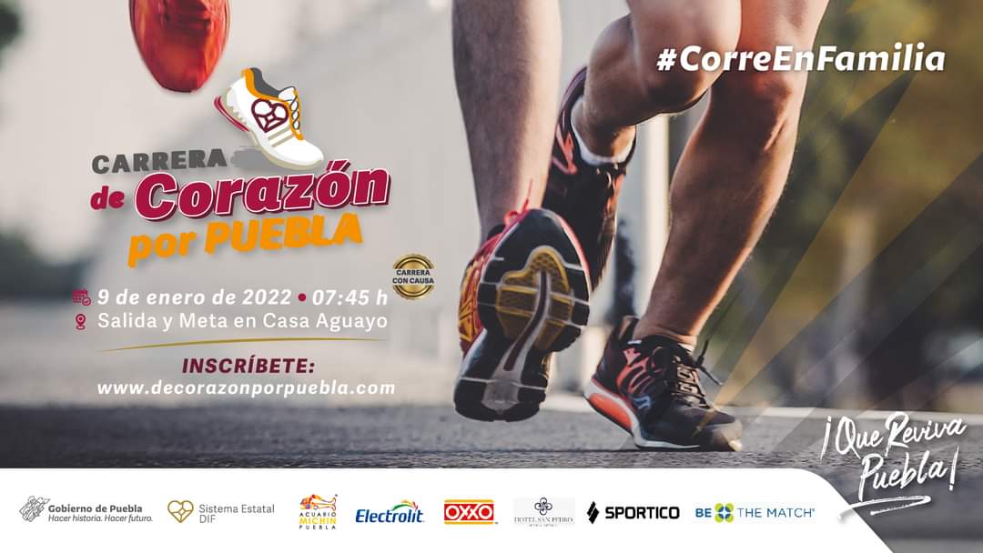 Porque #EnPueblaApoyamosDe❤️, súmate a la "Carrera de Corazón por Puebla" del #SEDIF, evento con causa para ayudar a las personas que más lo necesitan. #CorreEnFamilia

🗓️9 de enero
🏁Salida y Meta en Casa Aguayo
📝Detalles en 🖥️ decorazonporpuebla.com