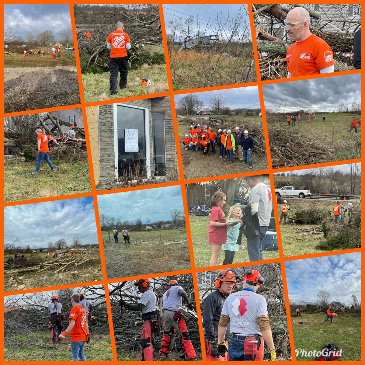 Kimmeye1's tweet photo. D3 Team Depot in action helping out Team Rubicon with tornado clean up in Bowling Green KY. Thank you 🙏🏻🙏🏻 to all the associates that came out to help. It was an amazing day! ❤️❤️ @TeamDepotJoe @EldredPeterson @echurchill1 @BackSammie @THDToddMurdoch #HomeDepotFound #TeamDepot https://t.co/eWvXj73lDy