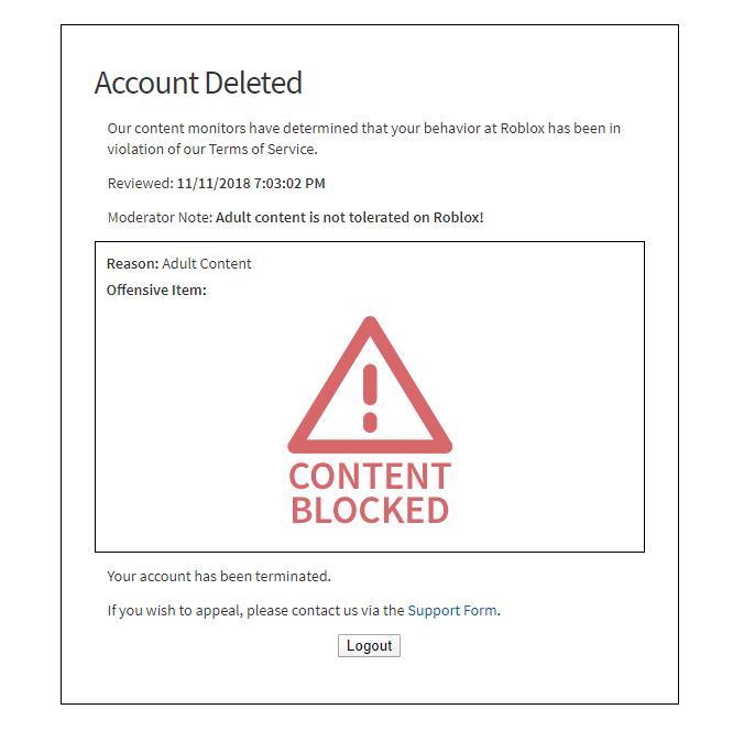 Content warning роблокс. Account deleted roblox. your account deleted roblox. content deleted roblox.