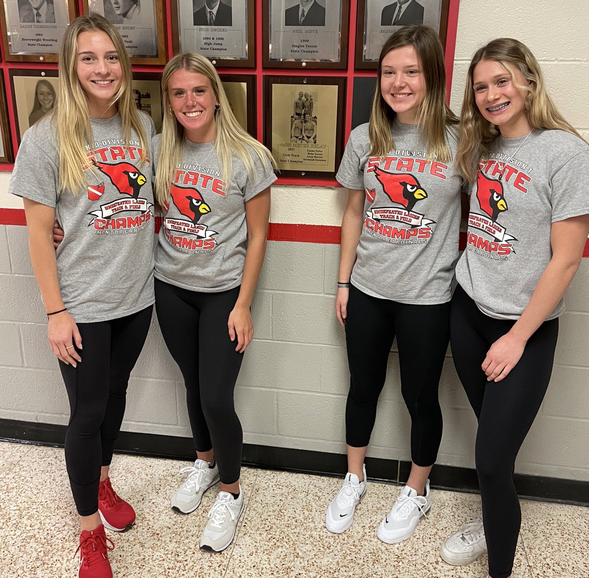 The 2021 State Champion 4x800 team by their plaque! #OnceACard