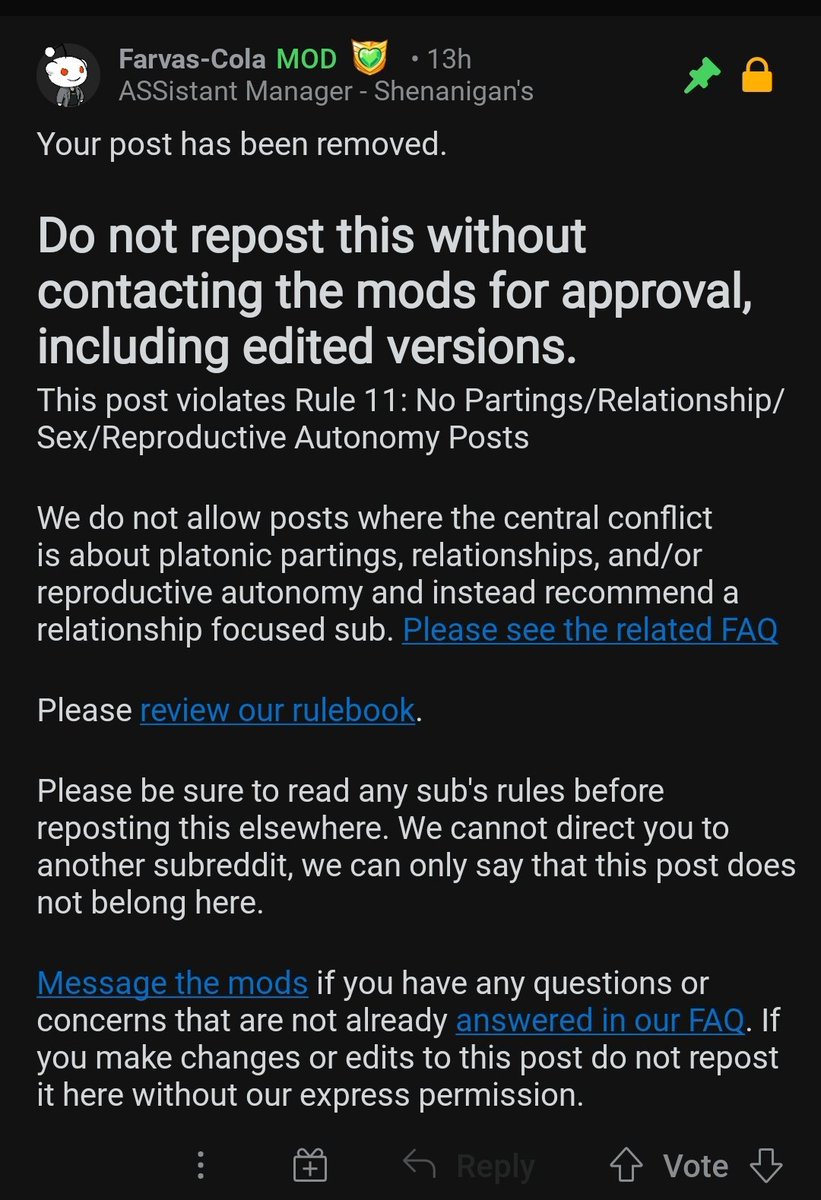 Argon2021's tweet photo. @AITA_online I fucking hate reddit https://t.co/LjOuq7i6su