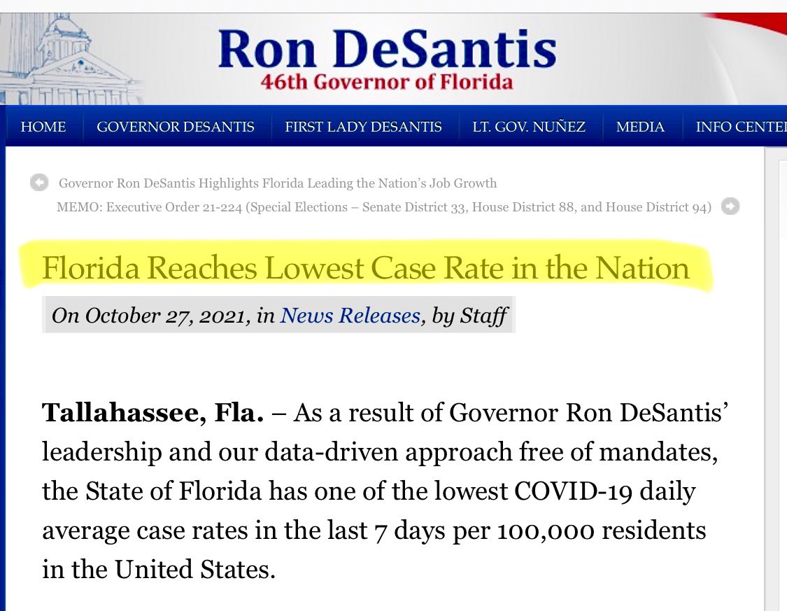 CarlosGSmith's tweet photo. I’ll wait for the updated press release from @GovRonDeSantis bragging about how Florida has “one of the HIGHEST COVID-19 daily average case rates in the last 7 days per 100,000 residents in the United States” since we’re second highest right now. https://t.co/3ul1nKmNEd