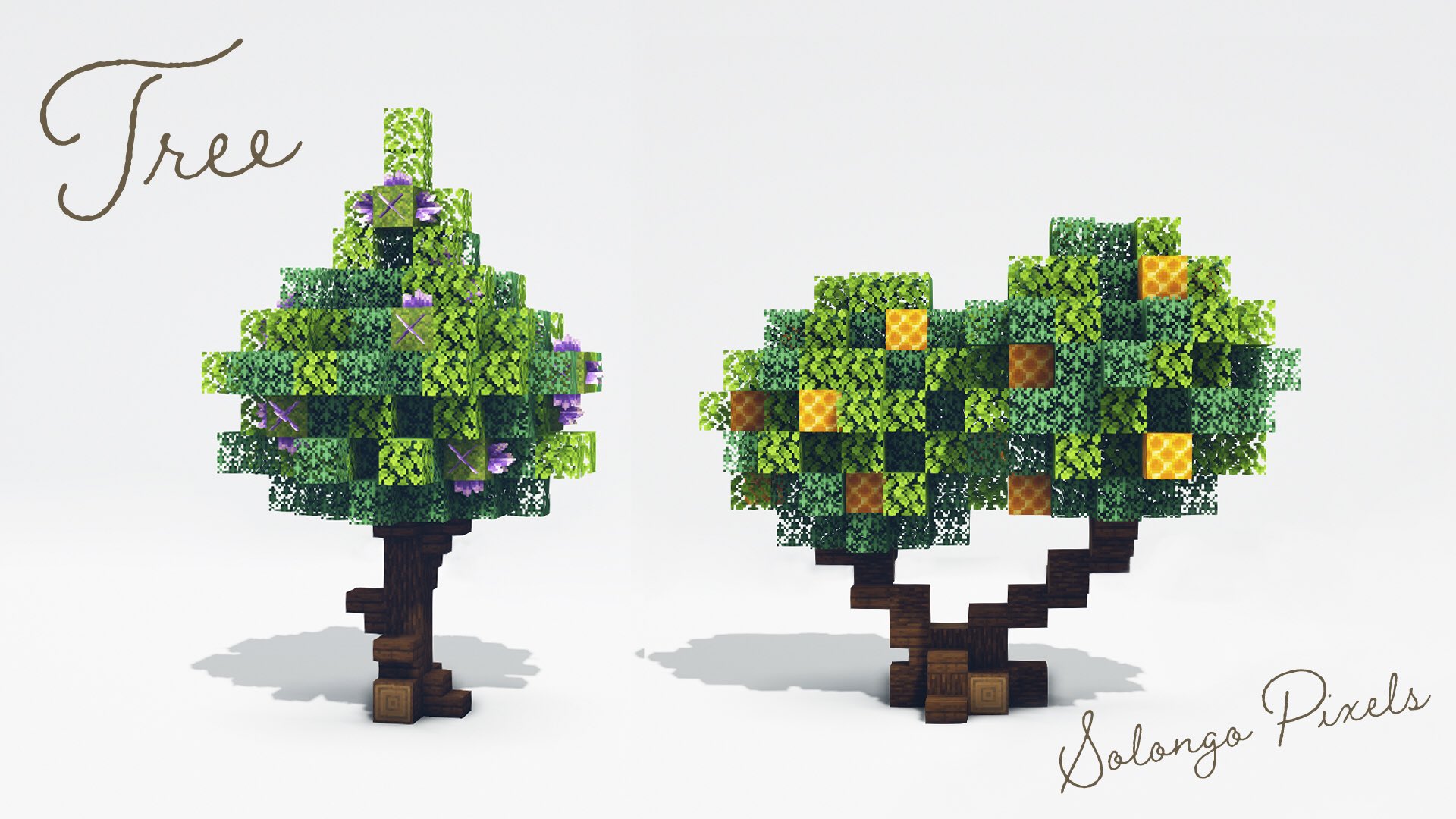 宝条みちる Minecraft Rt Solongocraft 建築講座up かわいい木の作り方 第一弾 サバイバルで作る事を前提に考えた作り方です٩ W ﻭぜひ見に来てね マイクラ マインクラフト Minecraft Minecraftbuilds Minecraft建 Twitter