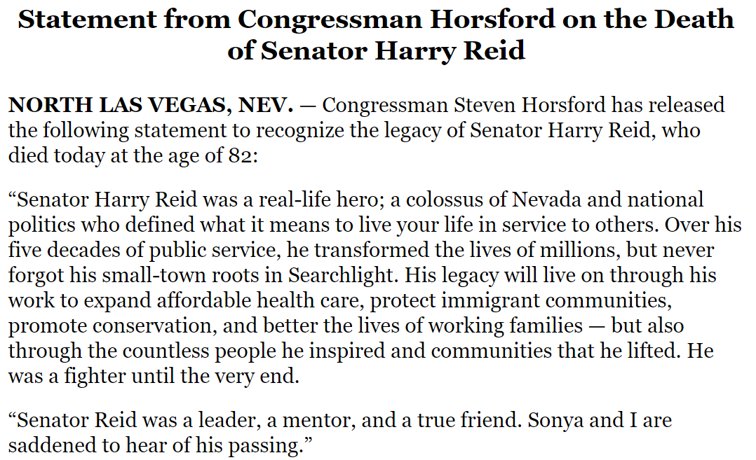 RepHorsford's tweet photo. My statement on the passing of Senator Harry Reid: https://t.co/GoQH6l93ud