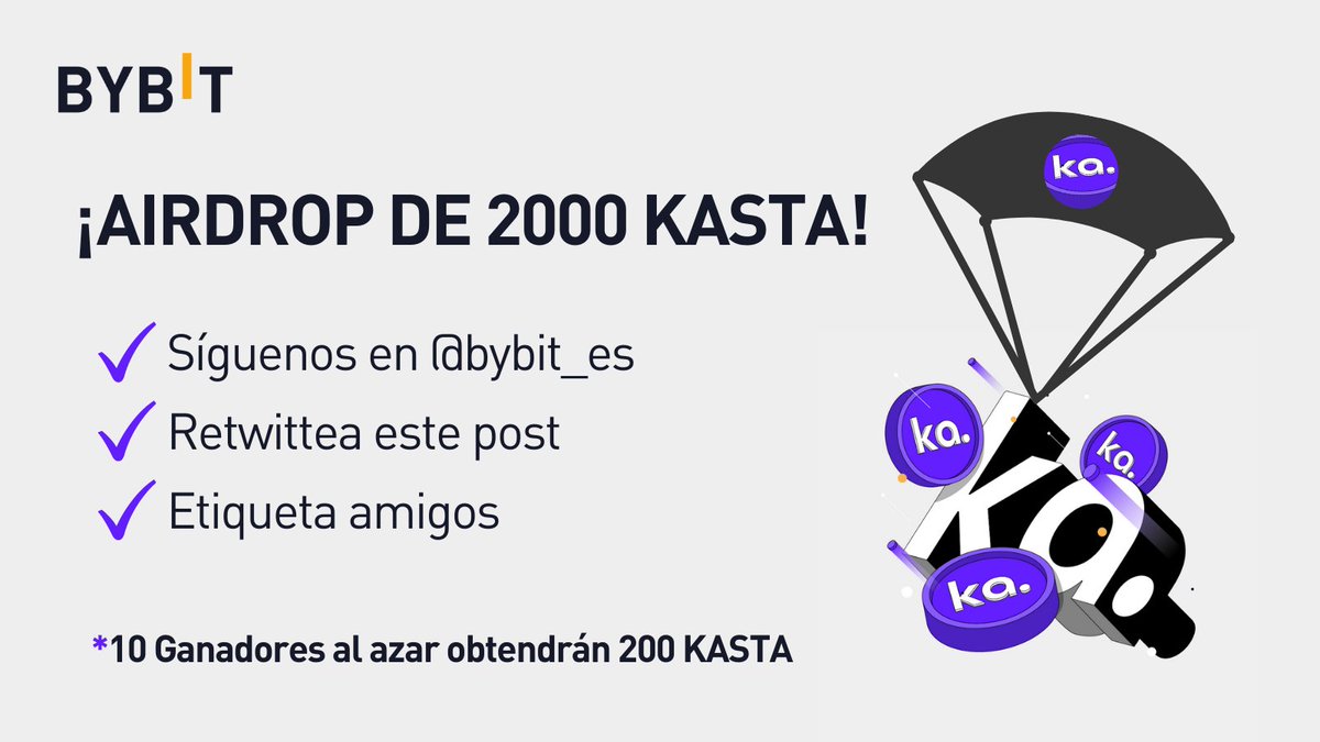 Bybit_Latam's tweet image. 🚨¡ $KASTA de @kasta_app ya llegó a #Bybit Launchpad! 🚀

🔥Para celebrarlo hemos preparado un Airdrop de 2000 #KASTA solo para nuestra comunidad de @bybit_es en Twitter 🎉

🗓Habrá 10 ganadores al azar el 3 de Enero

Sigue las Instrucciones👇🏾