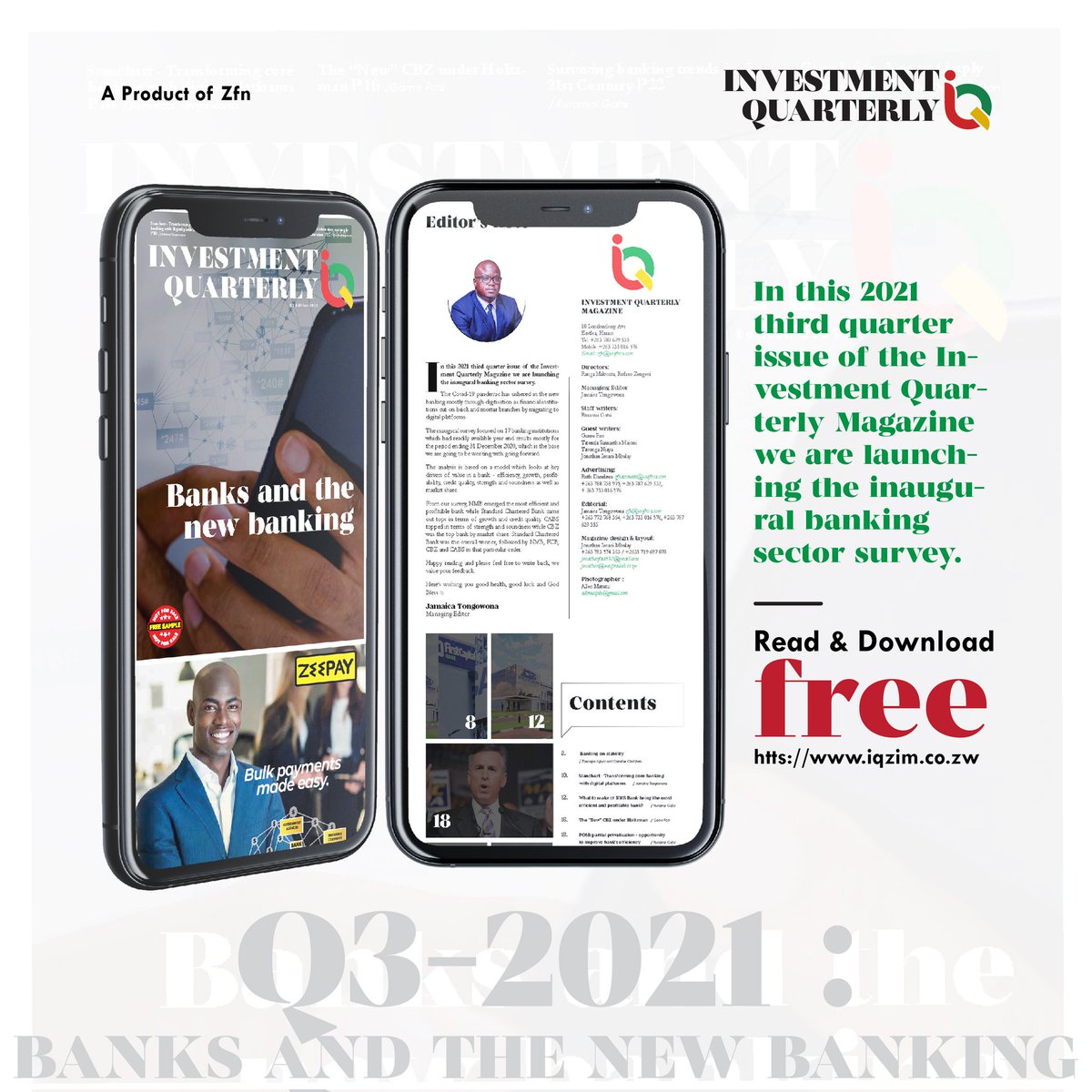 IQZimbabwe's tweet photo. The Editor's Note Free Online
by @jamatongowona
https://t.co/GCWIaTts8j
DOWNLOAD YOUR SOFT COPY TODAY.
Available on https://t.co/2KiF8xqThw
#banking #Bank #Digitalplateform #profit #opportunity #bankingtrends #21stcentury #legendofbanking 
#creativeinspiration #CovidVaccine https://t.co/G2tNR7HD5T