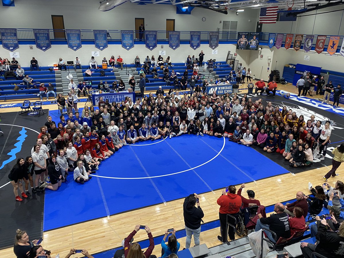 CBluffWrestling's tweet photo. Absolutely an amazing day.  194 wrestlers and a bunch of matches for all the girls.  Thanks to Dave Walton, Jay Paxton, Marcus Anderson and Taylor McCord for reffing.  They busted their ass and did an amazing job.  Thanks to all the coaches and ADs that let the girls come. https://t.co/zoWTvyI932