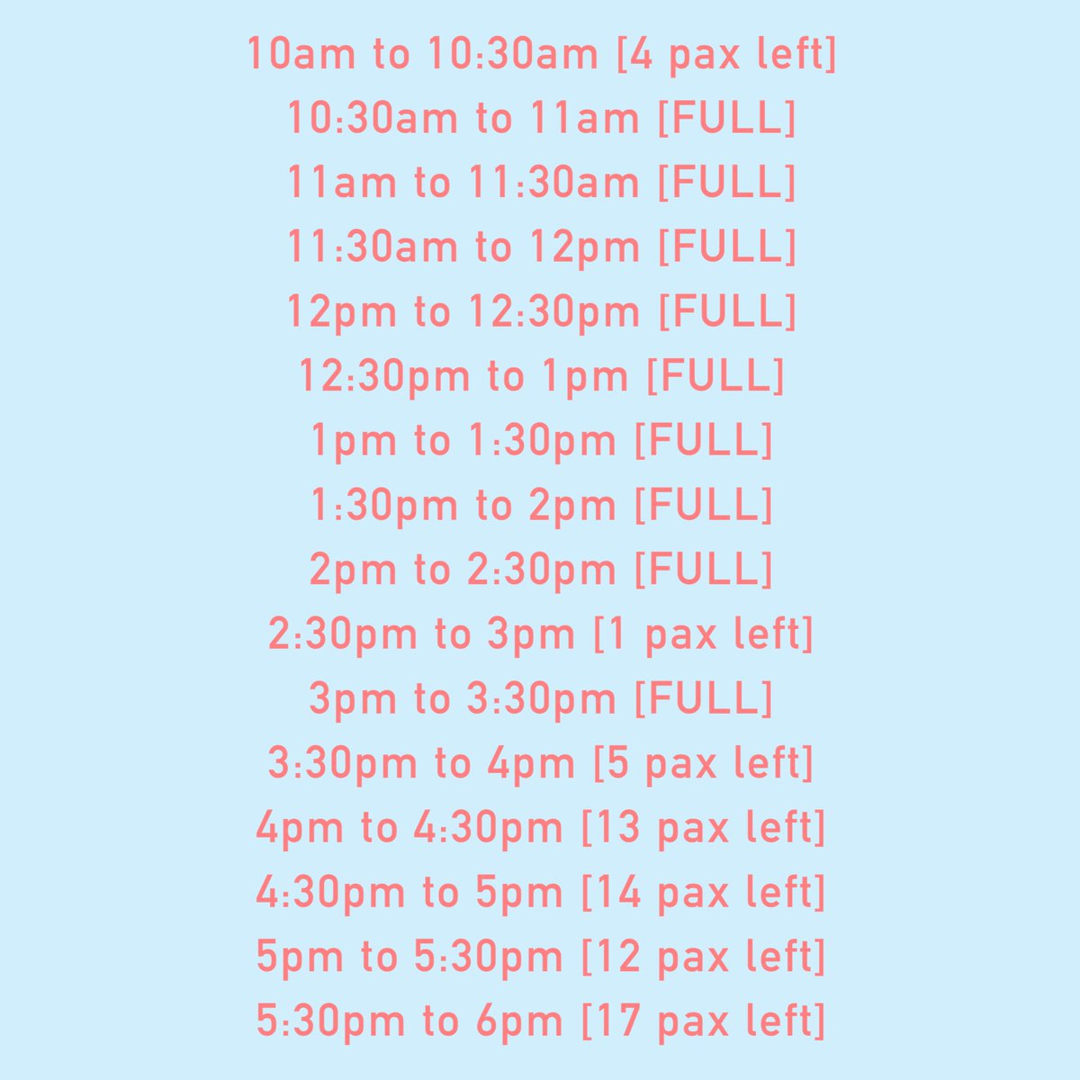 JoshuaHongMY's tweet photo. #DeerShuaInMY Time slots update 🦌
— As of 29/12/2021 ; 10:00AM https://t.co/27RIcyHRE4