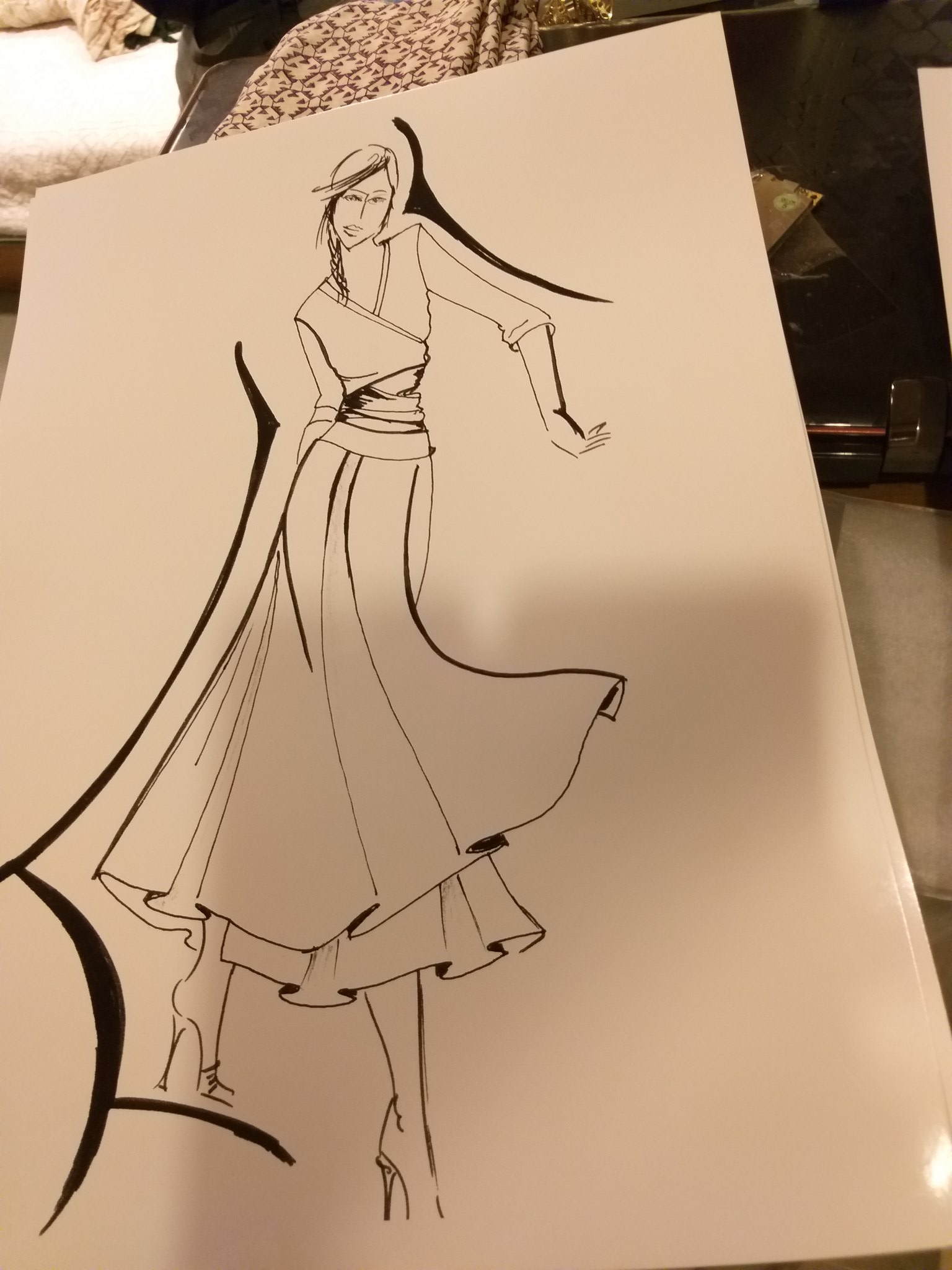 Image of Illustration of dance pose of a woman in western wear ZM668165Picxy