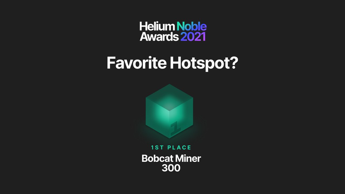 The Bobcat Miner 300 was voted in as this year's #Helium #1 Hotspot on #ThePeoplesNetwork
🚀Incredibly honored &amp; humbled by this award. Thank you to our customers who have provided the support &amp; feedback we need to keep getting better. Big things coming in 2022, so stay tuned! 😎