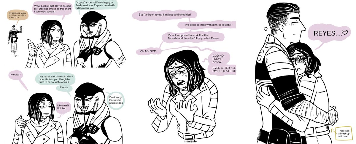 niuniente's tweet photo. Keema "Wingwoman" Dohgrun winging Ryder to Reyes Vidal by spilling the beans of his horrible crush and it was instant restart from Kadara. I lost 20h game time but Kadara husband was worth it.
#reyesvidal #masseffect #masseffectandromeda #MEA #niudraws #reyder https://t.co/WriZmkMIwm