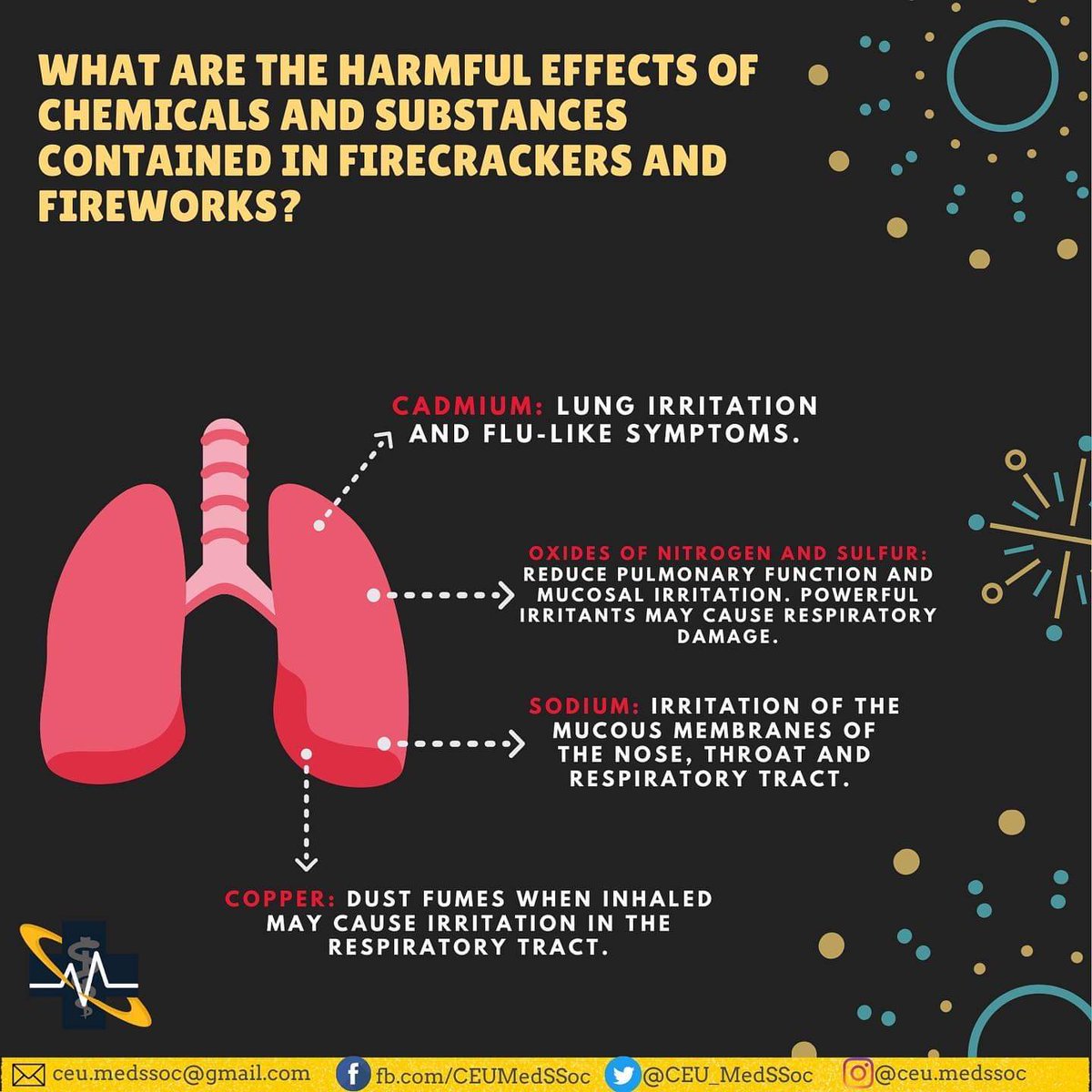 CEU_MedSSoc's tweet photo. In case of injuries or ingestion of firecrackers/fireworks, here are the referral centers for treatment and management: https://t.co/DwuzKcvokB

Happy Holidays everyone! 🥳 Keep safe https://t.co/f0JmLdqlFe