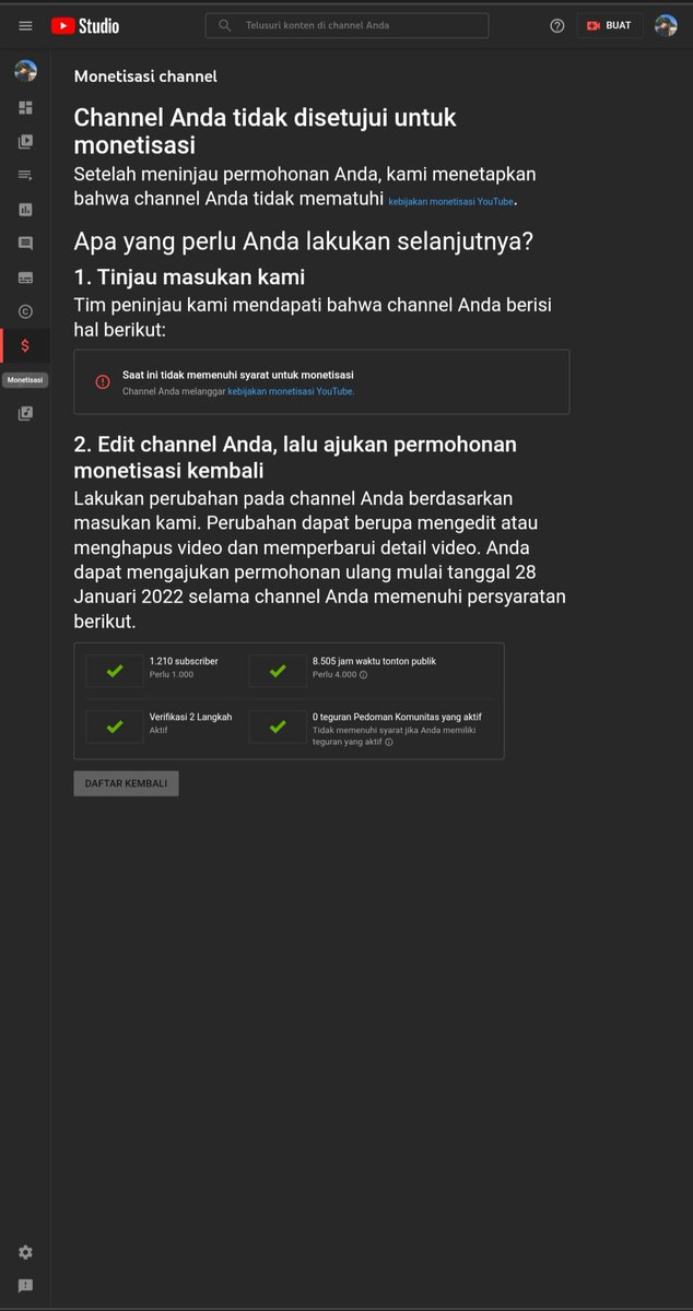 eric_tandiono's tweet photo. @TeamYouTube halo Youtube, mohon diberi penjelasan yang jelas apa yg salah dari channel saya agar saya bisa memperbaiki dan tidak melanggar kebijakan monetisasi youtube. Sudah 2 kali pengajuan saya ditolak dengan alasan sama.
Berikut link URL channel saya:
https://t.co/AZXkT7zy96 https://t.co/rI7vPtplIt