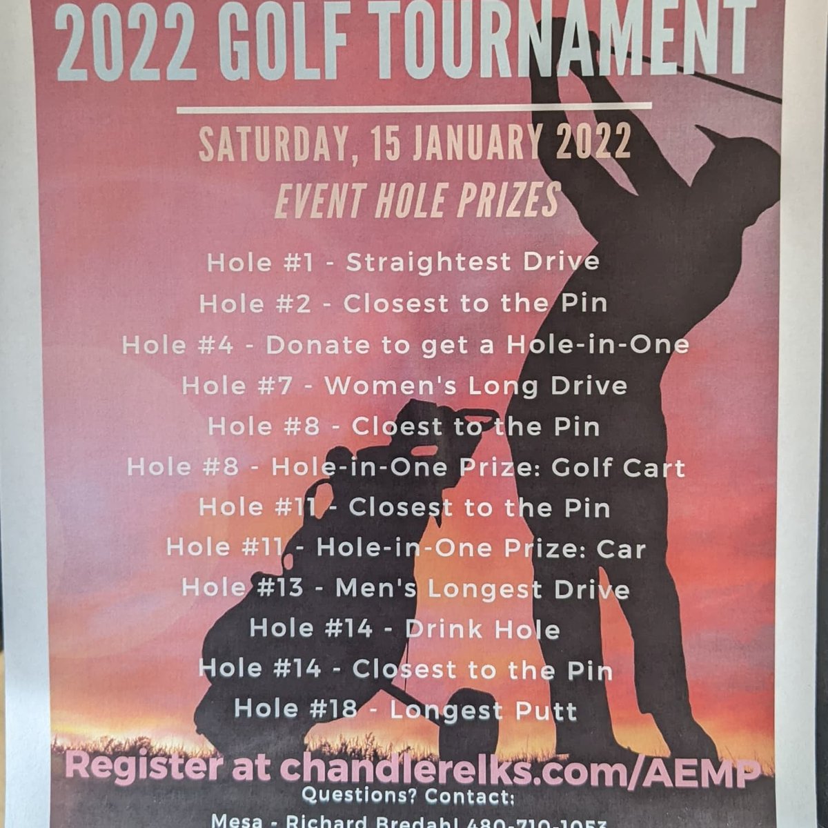 elks2656's tweet photo. Arizona Elks Major Projects Golf Tournament Saturday January 15th at 8am at Arizona Golf Resort. https://t.co/HnlFeAMBw1 select Mesa and register to golf and sponsor https://t.co/lvzn8MyVMp