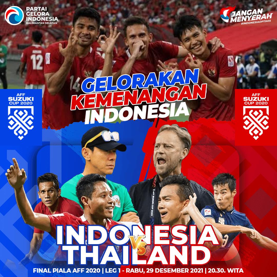 GeloraKalsel's tweet photo. Ayo nonton bareng &amp; dukung kemenangan Timnas Indonesia melawan Thailand pada Final Piala AFF Suzuki 2020, di kantor DPW GELORA KALSEL
Rabu 29 Desember 2021
Pukul 19.30 WITA
Pasang twibbon https://t.co/q95pyY7K3V, dan Gelorakan Semangat Kemenangan Indonesia!!
#AFFSuzukiCup2020 https://t.co/5GWvRM0huo