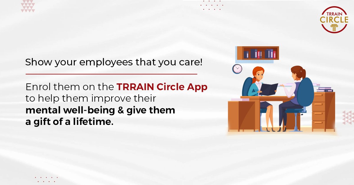 TRRAINCircle's tweet photo. Prioritize your employees’ mental well-being! 

It is essential to create an environment where employees feel calm and stress-free. By signing up on the TRRAIN Circle App, help them enhance their #mentalhealth. 

#TRRAINCircleApp #StressFree #MentalWellBeing #EmployeeEngagement https://t.co/xMEOi083zU