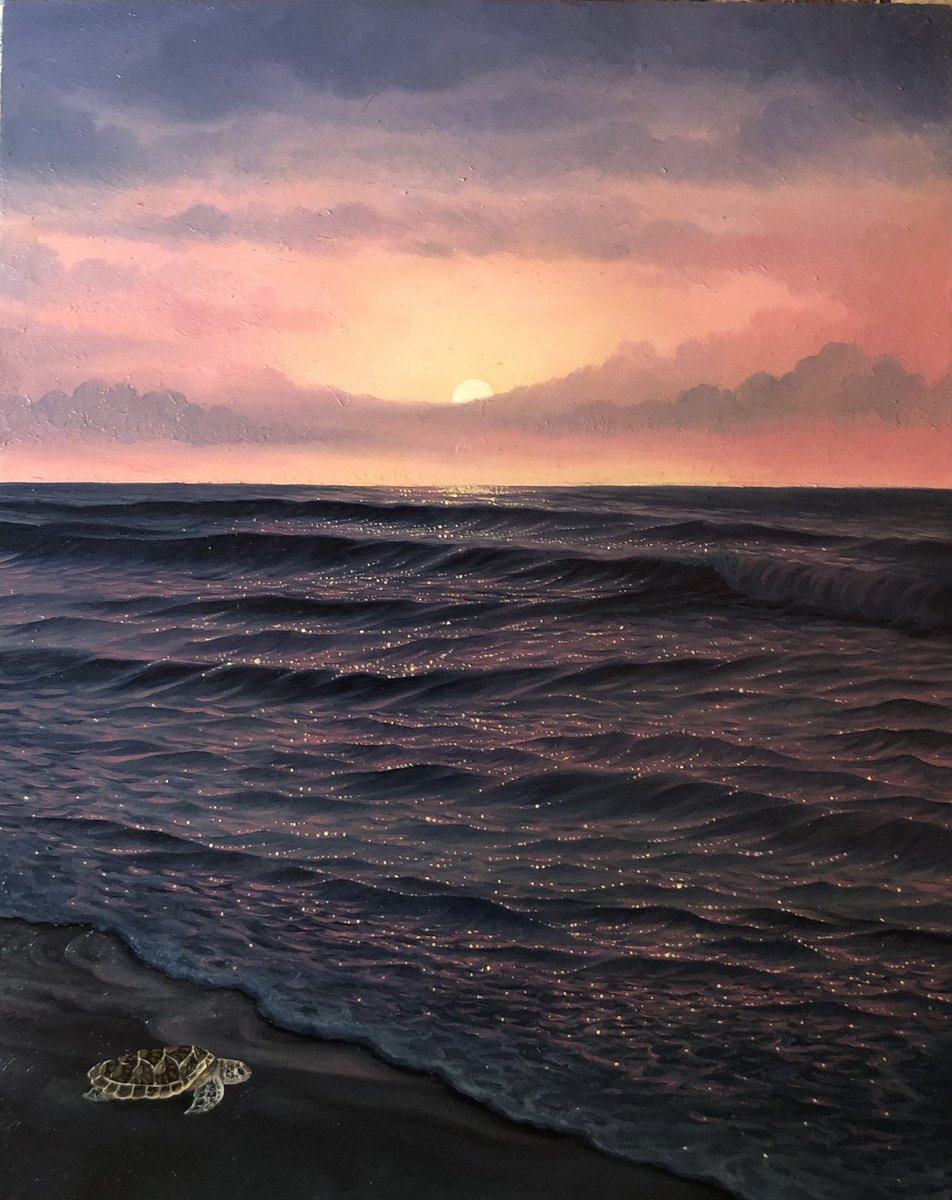 megjpaint's tweet photo. Enjoying the beach, oil on wood https://t.co/FPdTTCVglf