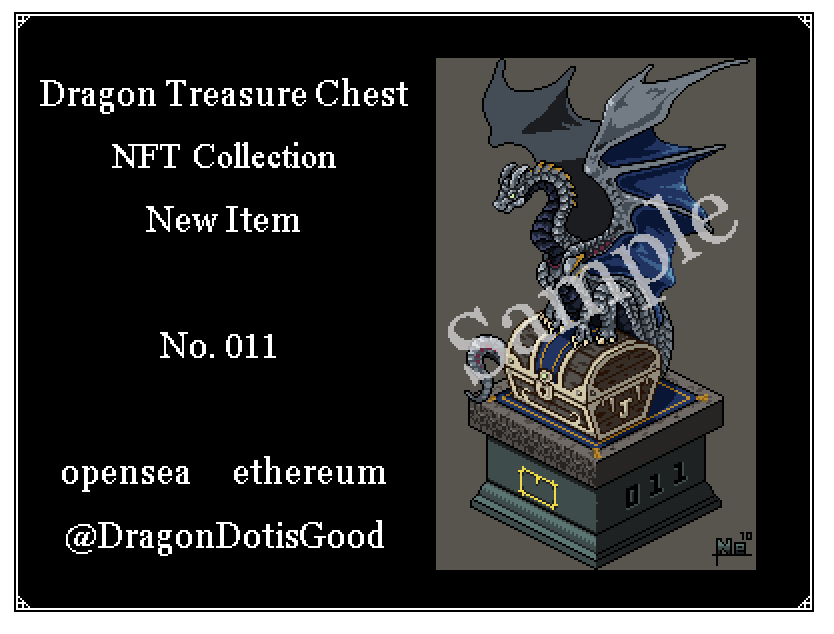 DragonDotisGood's tweet photo. New Item!
Dragon Treasure Chest No.011

https://t.co/dWgxeV00EW

🟦Coming soon : No.012, No.013

#NFT #opensea #OpenSeaNFT https://t.co/FQzgWNSfpL