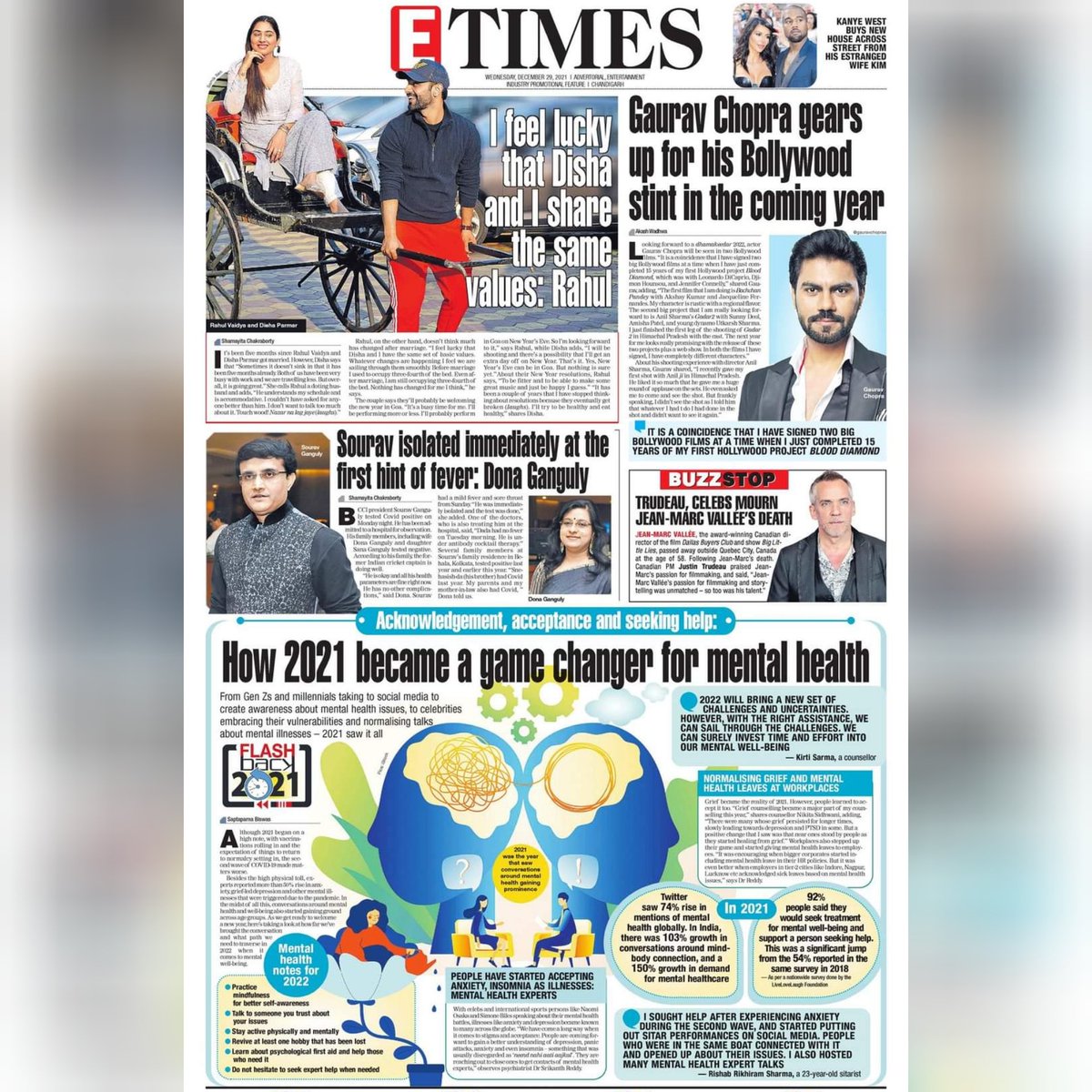 Are you missing ETimes' print edition? Log on to epaper.timesofindia.com to read.....
#rahulvaidya #dishaparmar #souravganguly #gauravchopra #kanyewest #kimkardashian #mentalhealth #flashback2021 #yearender
instagram.com/p/CYDV23tpyqW/…