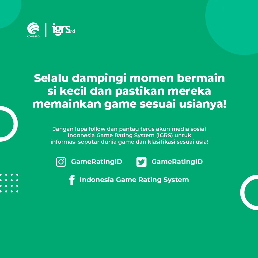 Parents, sudah pernah coba bermain game dengan anak? 

Ternyata, ada banyak manfaat yang bisa Parents dapatkan jika terlibat dalam aktivitas gaming anak, lho! Yuk, simak pada postingan berikut!

#IGRS #IndonesiaGameRatingSystem #GamingSERUBareng #TauRatingSeruGaming