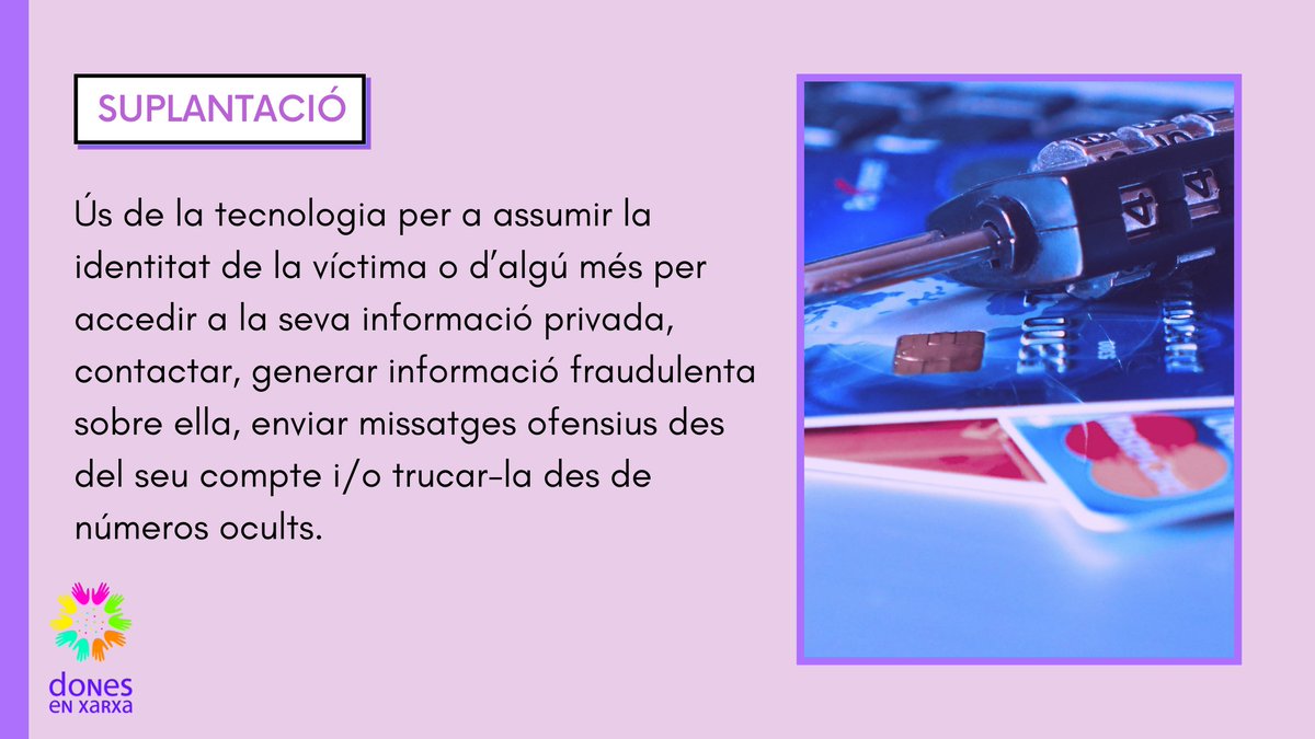 donesenxarxa's tweet photo. 📣 Classificació de violències masclistes en entorns digitals de les Nacions Unides (Violence Against Women Learning Network de NNUU, 2015)
👉 https://t.co/qZ4xx5QFFL
#ProjecteEqual #Violenciadigital #ViolenciaMasclista #Suplantació https://t.co/s6B5LnESoN