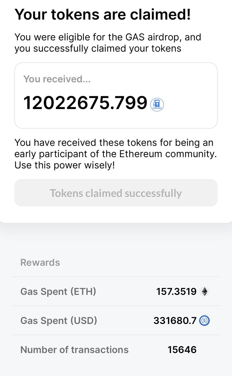 Thanks to <a href="/0xgasdao/">Gas DAO (⛽,⛽)</a> was able to claim 1.80 ETH today.

x.com/0xgasdao?s=21