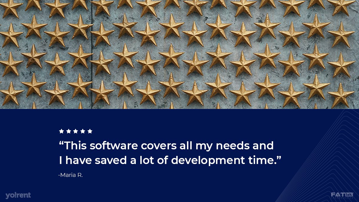 FATbit_Tech's tweet image. Client review on @Capterra for #FATbit&apos;s rental solution @yo_rent!

&quot;This software covers all my needs and I have saved a lot of development time.&quot; ⭐️⭐️⭐️⭐️⭐️

Read the complete review here: capterra.com/p/208033/Yo-Re…

#clientreviews #capterrareviews #capterra #YoRent