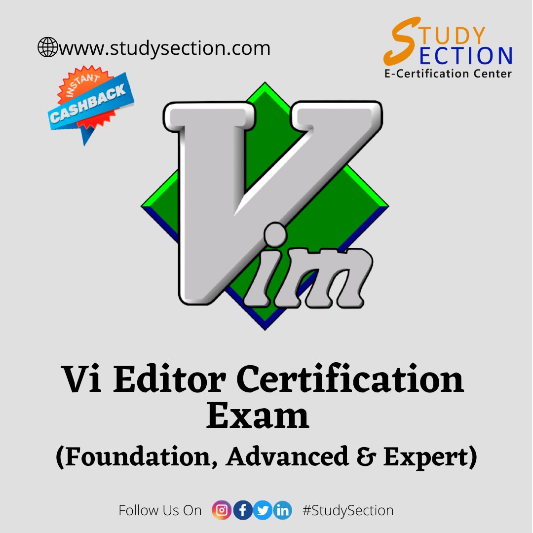 studysection's tweet image. 📢 #StudySection brings you #ViEditor #Certification.
👉 Go through this Vi Editor #Exam and get certified.
✔ Enrol Now! 🔗 bit.ly/3sDe3R6

#WednesdayMotivation #technology #student #CollegeStudent #Developers