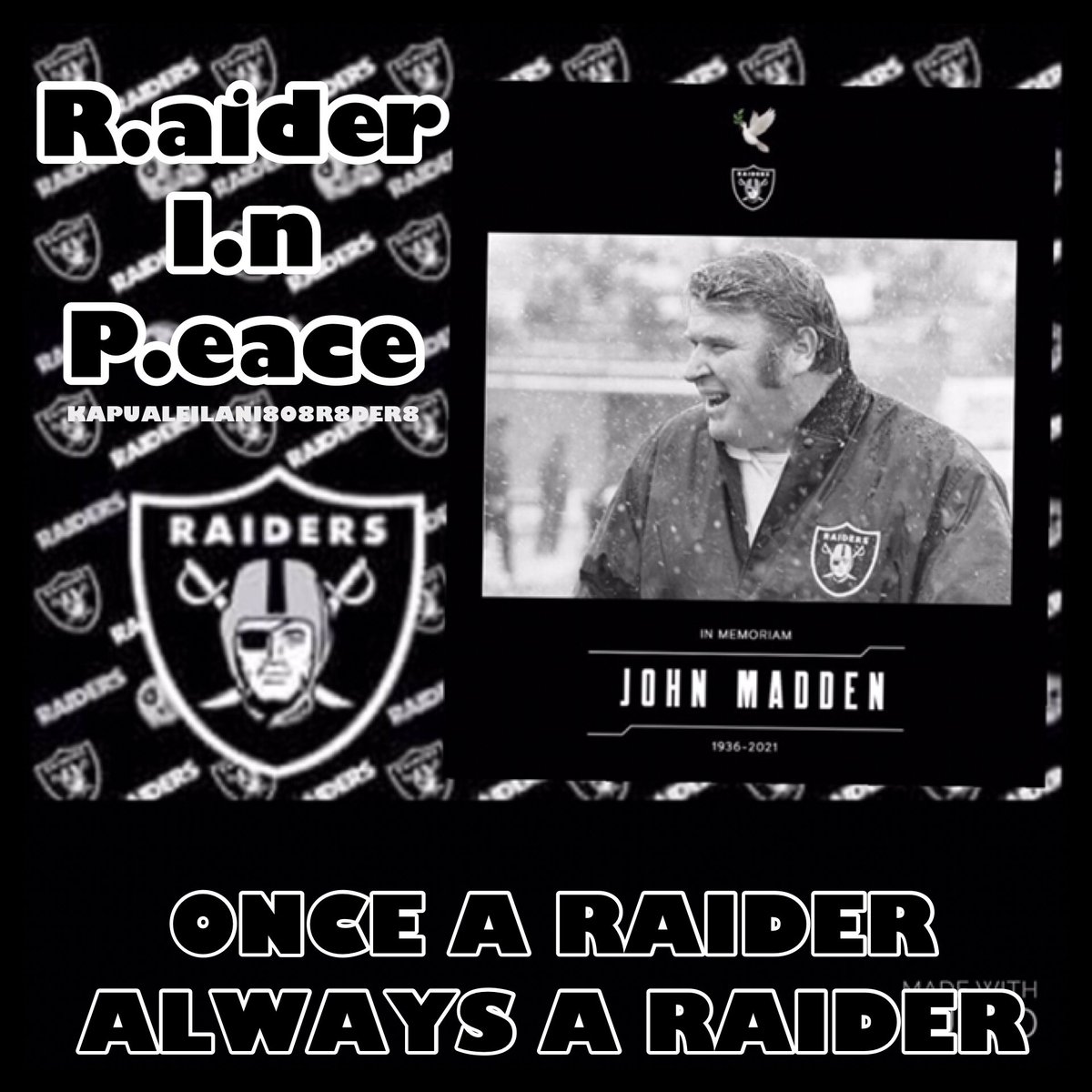 808_R8der8's tweet photo. #RaiderInPeace🙏🖤🙏#OnceARaiderAlwaysARaider☠️ https://t.co/P4nQCMuNDg