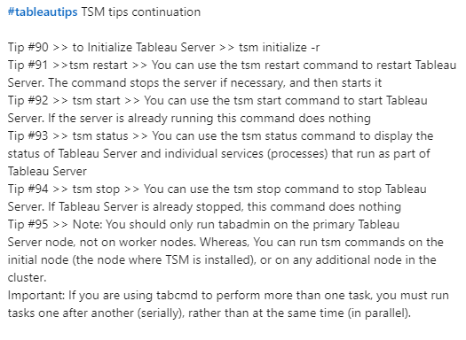 RcVels's tweet photo. #TableauTips continuation of my TSM tips within Tableau #TableauServer 

URL : https://t.co/n1DoJLpbp3
URL : https://t.co/vGyEQcswR3
URL : https://t.co/9wA7sIO6BP
URL : https://t.co/HhFYls4YNj

Hope it helps! #Datafam https://t.co/rlWFQDHFVi