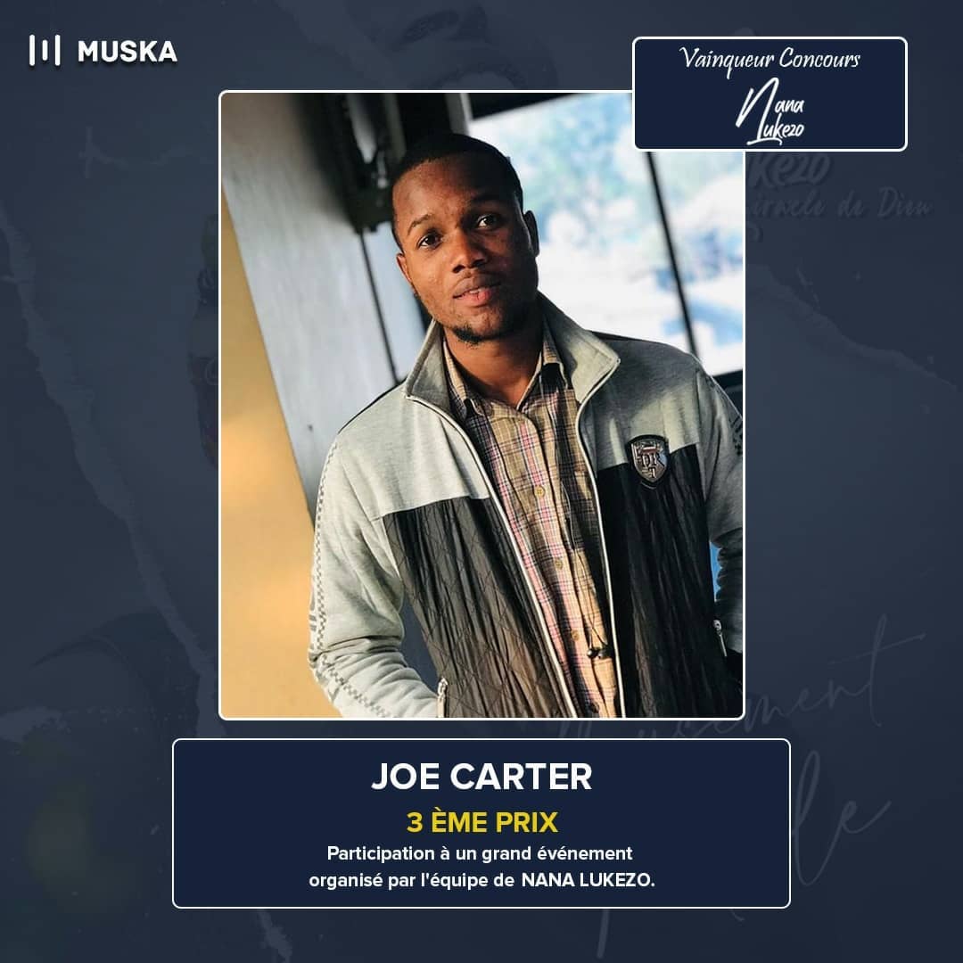 muskaapp's tweet photo. Muska RDC🇨🇩
Félicitations à #JoeCarter qui gagne la 3e place du concours #NanaLukezo. Il participera à un grand événement qui sera organisé par l'équipe de la Rev. @nanalukezo .
#concoursmusique #Muska #nouveautalent #nouvelalbumnanalukezo https://t.co/TOuryfFFUv