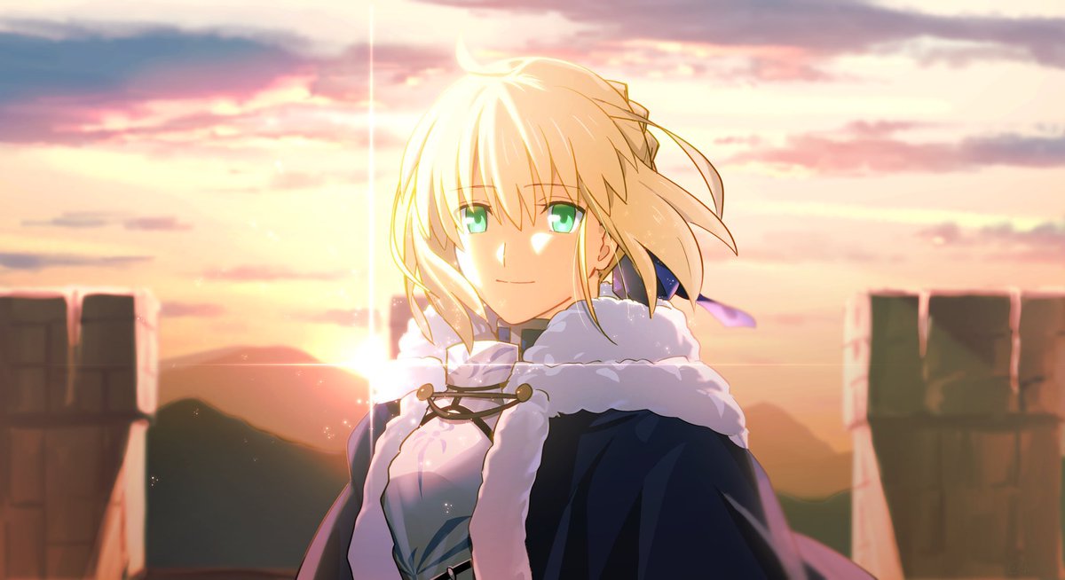 アルトリア・ペンドラゴン 「#2021年自分が選ぶ今年の4枚
この辺ですな〜アルトリアモルガンギルガメッシュ」|ちえのイラスト