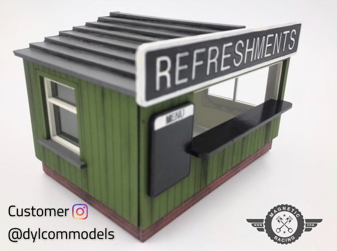 Magnetic_Racing's tweet photo. This is our ‘Refreshment Kiosk’ that has been painted/detailed by Dylcom Models, one of our customers.
Product Link: https://t.co/kDAvLkjeV1
#MagneticRacing #Scalextric #Slotcars #Modelscenary https://t.co/Kv44WXHwCu