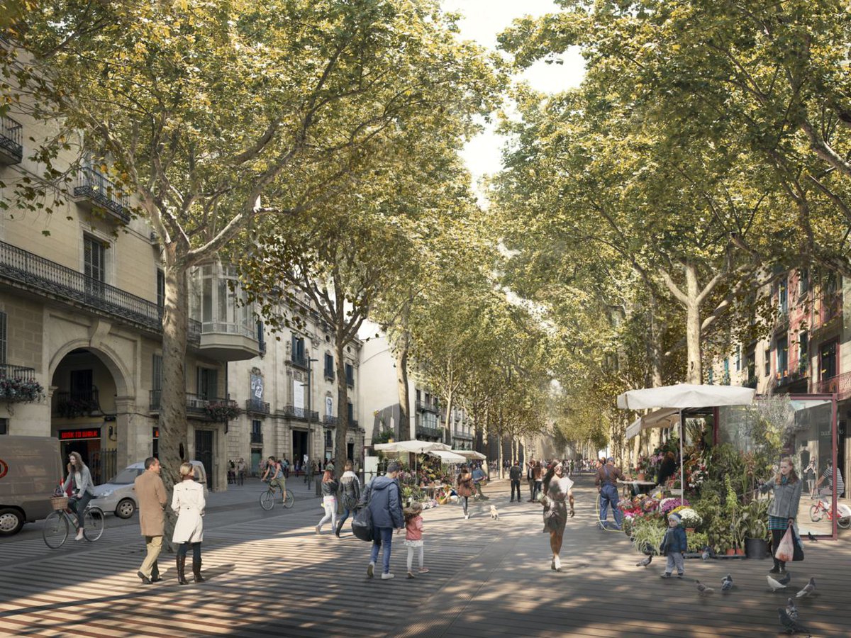 La Rambla, l’espai public més conegut i simbòlic de #Barcelona serà transformada. El projecte realitzat per kmZERO significarà una important millora física/funcional de l’espai però sobretot la millora de la permeabilitat/continuïtat transversal. Destaco estratègies projectuals: