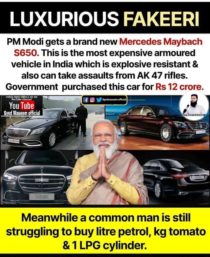 SyedWaseemOffi1's tweet photo. Luxurious Fakeer 😠😠😠😠 @PMOIndia @abhisar_sharma https://t.co/zzlKibLo36