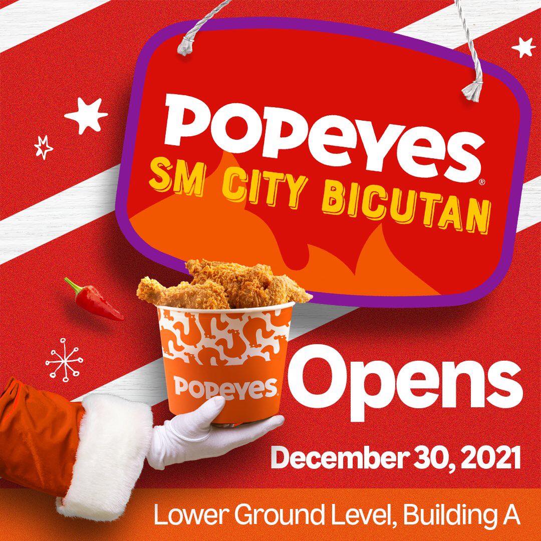 SMCityBicutan's tweet photo. Surprise! Get ready for Popeyes opening at SM City Bicutan. Located at the Lower Ground Level, Building A this December 30!
Let's end the year with a loud pop! See you 'n' the fam around!
#PopeyesPH #PoppinUpInSMCityBicutan
#DineInSM https://t.co/RywBKKTzF1