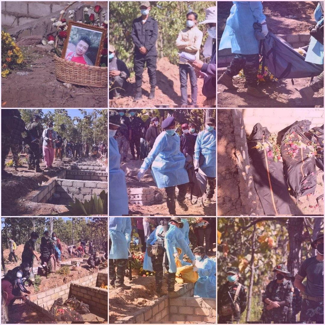 Chanapai247's tweet photo. Funeral of victimized people of junta's cruel #massacre in #Fruso ( Phruso ) township on Dec 24. It's learnt that there is a total of 33 dead bodies and some remaining parts which can't be unidentified as yet .

#Dec29Coup 
#WhatsHappeningInMyanmar https://t.co/d6AS6o4o65