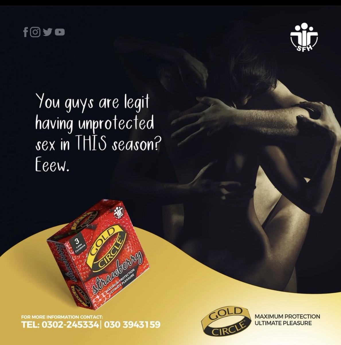 I mean who does that? When there are goldcircle condoms.

Contact us on 030 394 3159/ 030 266 0158 to purchase our studded goldcircle condoms today. 
#goldcirclecondom #ItsAboutTime #safesex #dettydecember