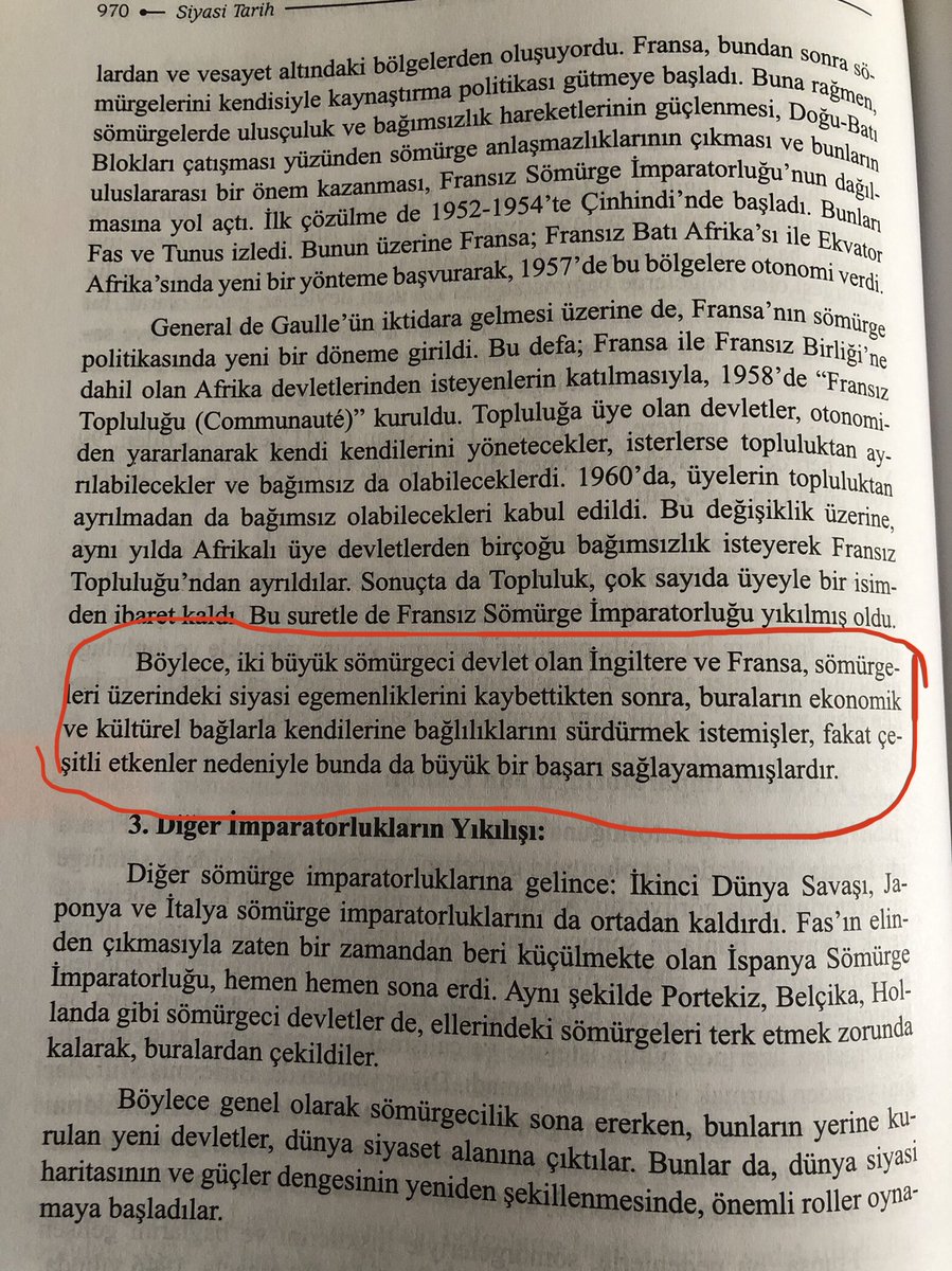 1560 sayfalık Siyasi Tarih(1789-2014) kitabı yaz ama sömürgeciliğin günümüzde “neo-kolonyal” düzende daha etkin bir şekilde sürdürüldüğünü bilme! Kitabın da 10. baskıyı yapsın!
