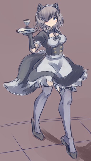 昔描いたスカンクメイドちゃんをリメイクしました。 