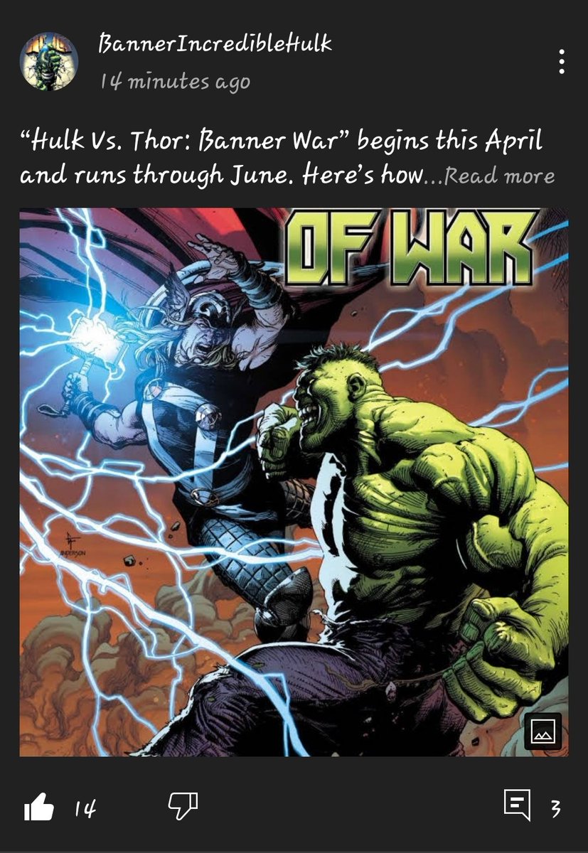 HULK vs THOR 
Rivalry renewal time.
This should be good! 

https://t.co/FMdvFqyi8T 