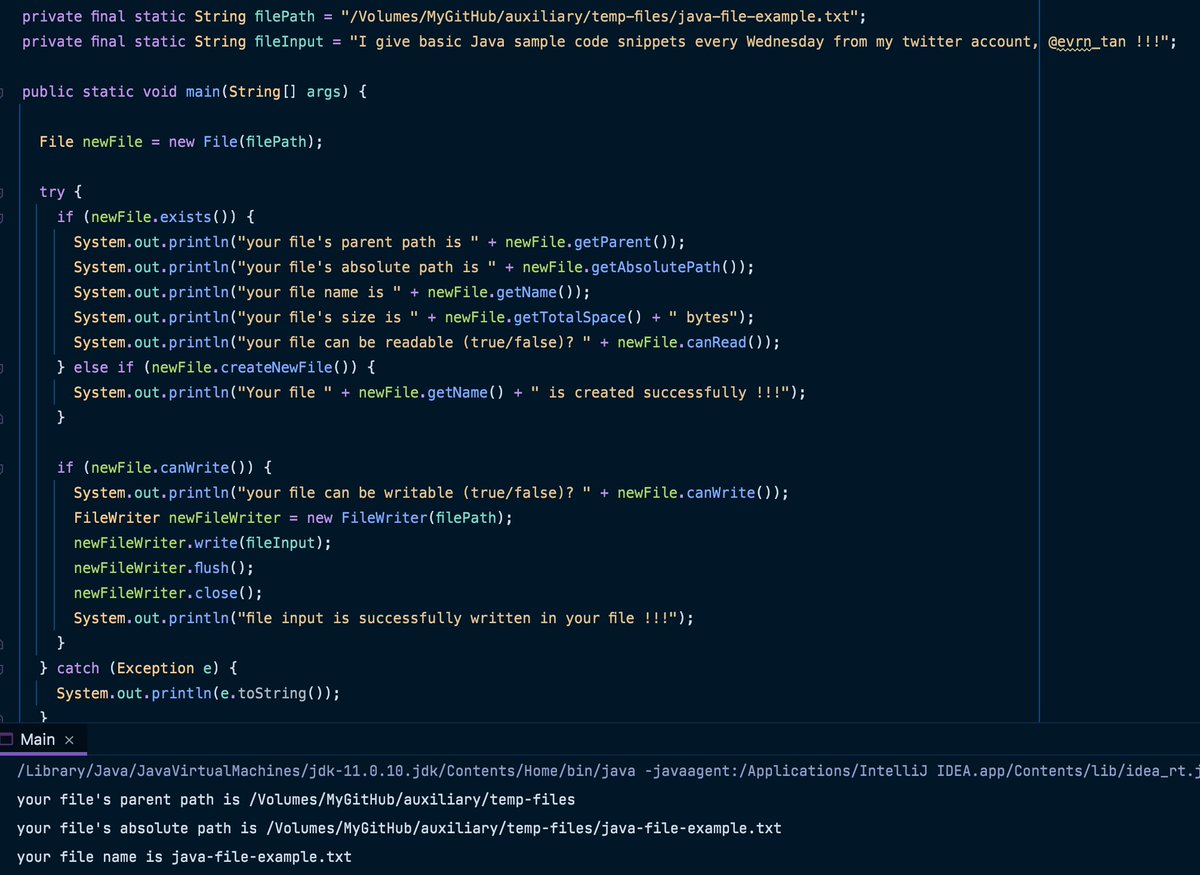 evrn_tan's tweet image. File Operations in #Java
File is an abstract data type in Java. Knowing Stream & File methods are really important to better understand #FileOperations.
You can check my public #GitHub repo for a basic sample.
git.io/fileOperations
#WeeklyJavaTips #SoftwareDevelopment
