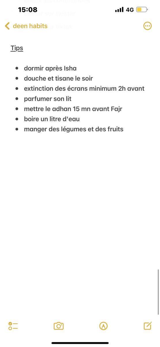 seerah_fr's tweet photo. السلام عليكم ورحمة الله وبركاته 

je vous partage une petite to-do list d'habitudes religieuses à avoir , si ça peut en motiver certain/es, n'hésitez pas l'adapter selon vos envies et besoins.

qu'Allah nous facilite https://t.co/NKiDvTJLnw