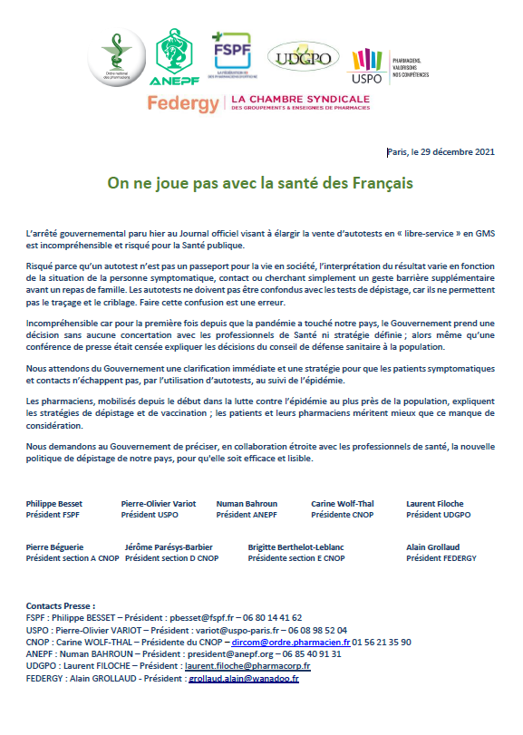 Ordre_Pharma's tweet photo. #Autotest en grandes surfaces :“On ne joue pas avec la santé des Français” https://t.co/3dqyiQ6Bp0