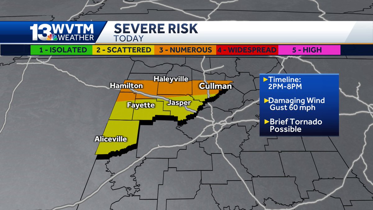 HarmonyWx2023's tweet photo. ALERT DAY WEDNESDAY>>>WEST-CENTRAL Alabama>>>60 MPH damaging winds and a brief tornado cannot be ruled out. #StormsAreComing #alwx https://t.co/xgEv4F1r4b #WVTM13 #LiveDoppler #RainInAlabama https://t.co/ZJ1AZq5ayh