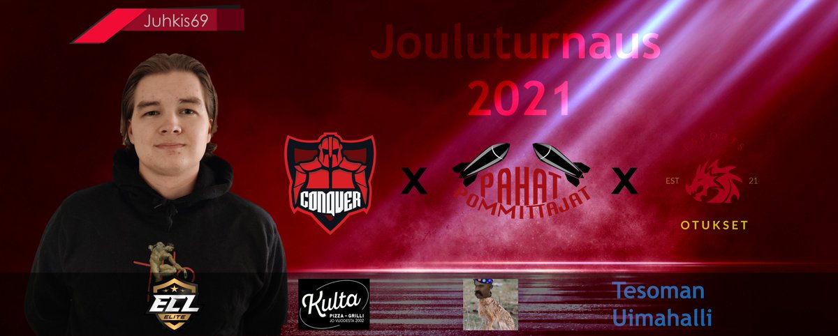 Here we go!

Jouluturnaus 2021 on käsillä ja tänä vuonna sinullakin on mahdollisuus liittyä menoon <a href="/Juhkis96/">Juho Katajamaa</a> lempeän selostuksen säestämänä. 

Turnauksen aikataulu:
Klo 19 Draft-tilaisuus 
Klo 19.20 6v6 BO3 
TBA 3v3 Arvonta
3v3 Turnaus

Tervetuloa mukaan!

twitch.tv/kriketti82