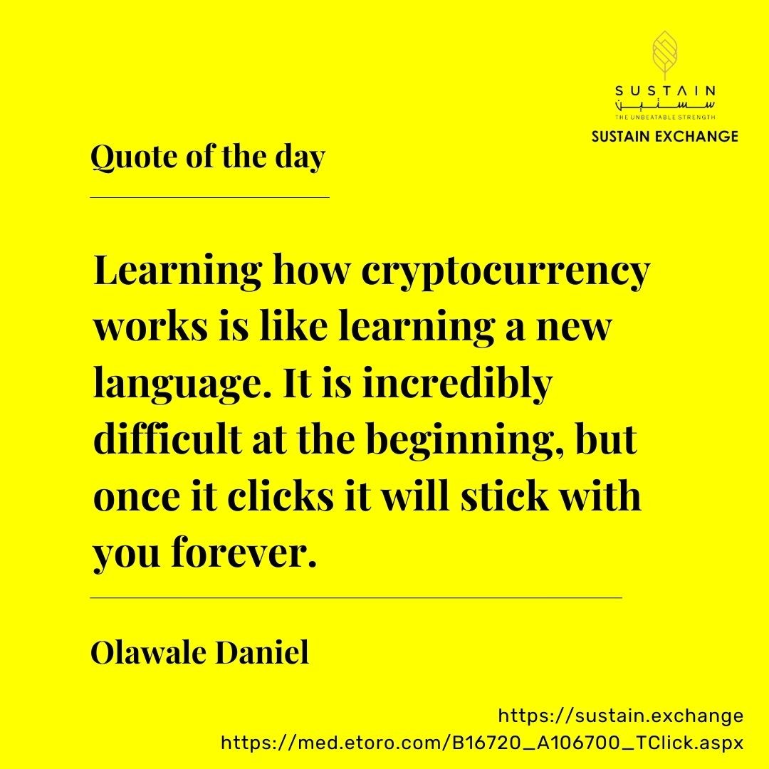 SustainExchange's tweet image. Our cryptocurrency quote of the day! 💡
Join Sustain Exchange today! Register online --- sustain.exchange
We are part of Etoro, the world&apos;s leading social trading platform.
Visit med.etoro.com/B16720_A106700…
#IslamicCrypto #sustaintoken #cardano #dodgecoin #bitcoin #ethereum